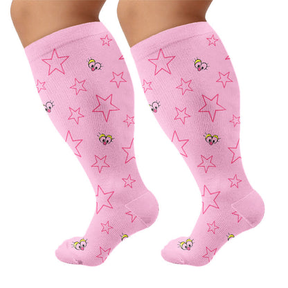 Plus Size Starry Sky Compression Socks - Pink(1 Pair) - 4XL - image 10