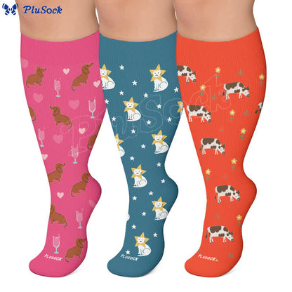 Plus Size Playful Animal Compression Socks - image 0