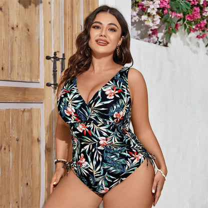 Tropical Leaf Ruched One-Piece Swimsuit - image 4