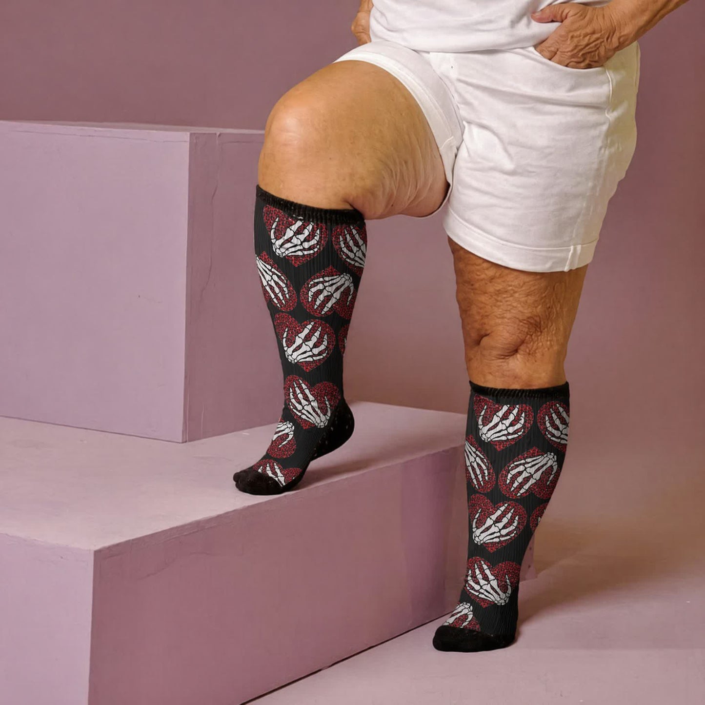 Plus Size Bandaged Skull Compression Socks - Black(1 Pair) - 4XL - image 2