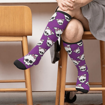 Plus Size Bandaged Skull Compression Socks - Purple(1 Pair) - 4XL - image 1