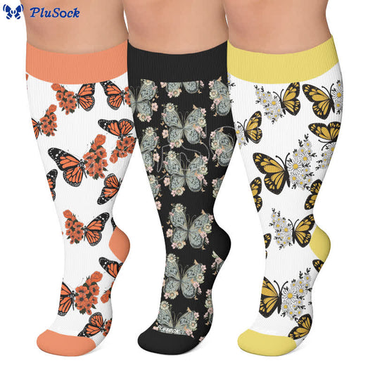 Plus Size Sunset Butterfly Compression Socks - image 0