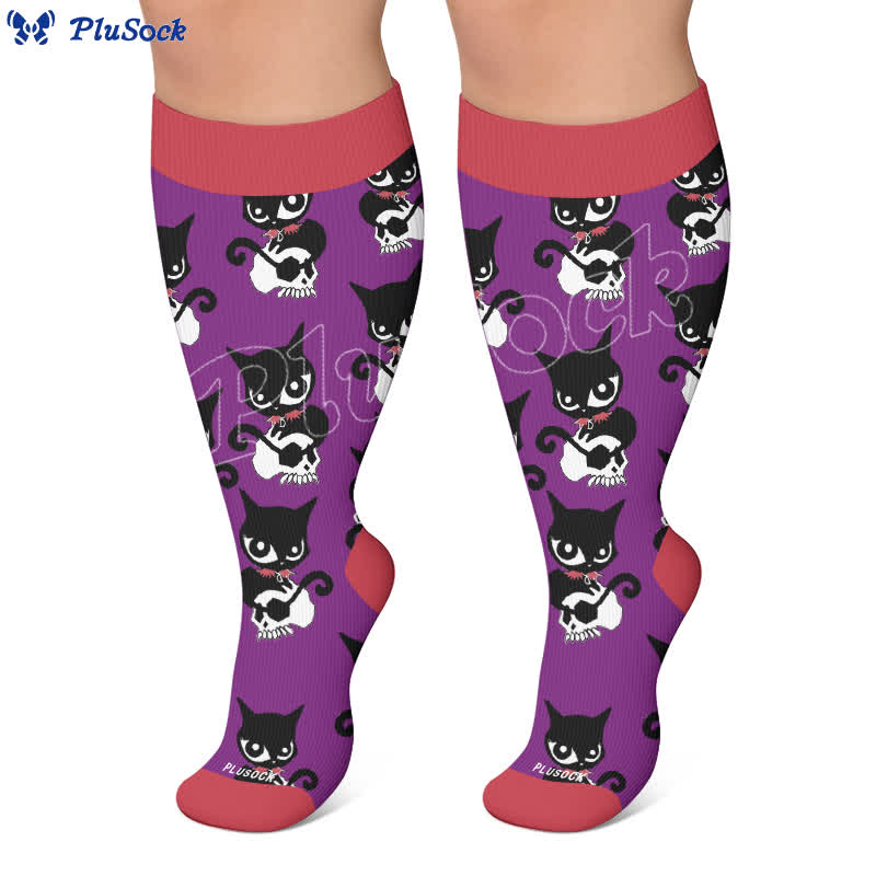 Plus Size Skeleton Cat Compression Socks - image 5
