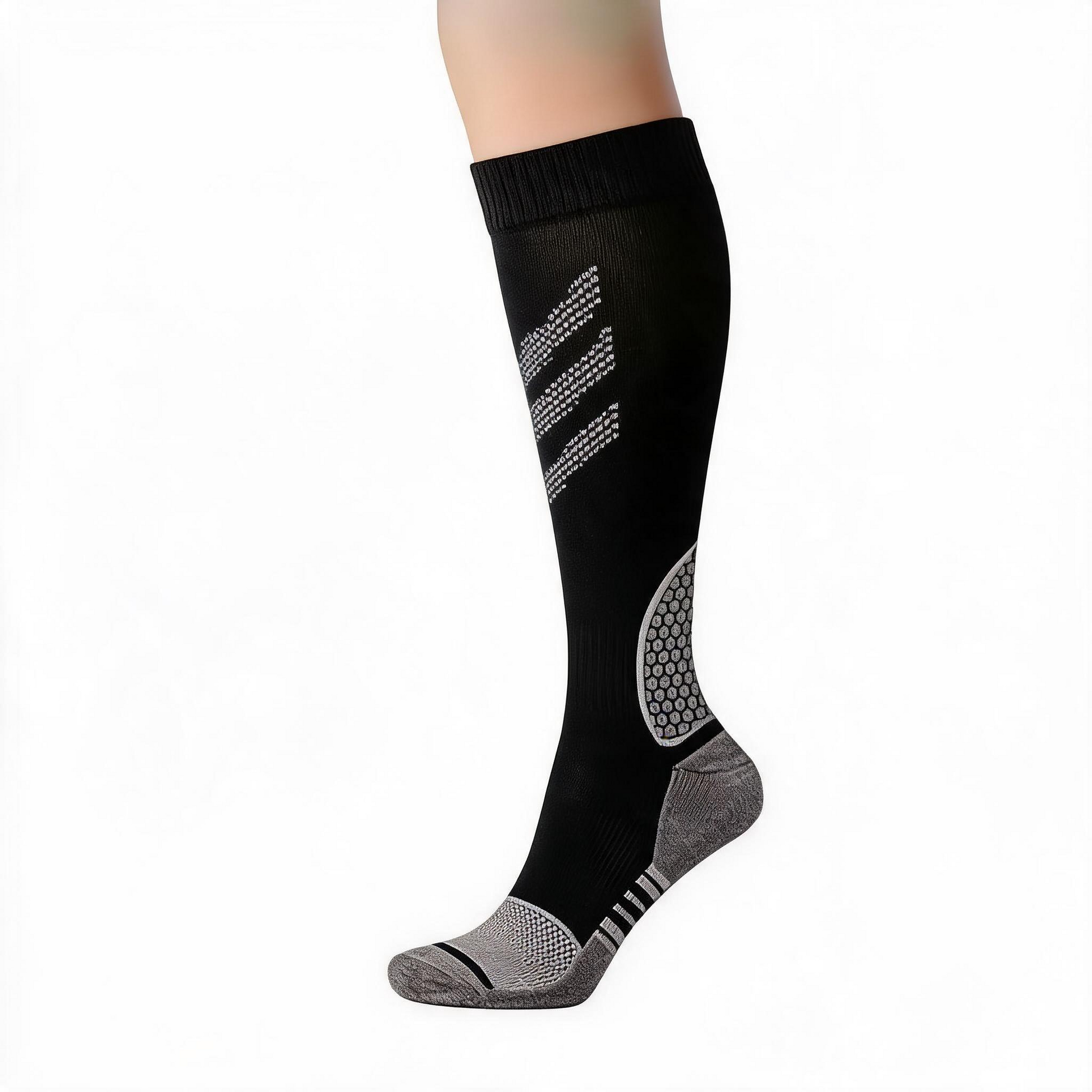 Striped Compression Socks(6 Pairs) - Grey - L/XL - image 1