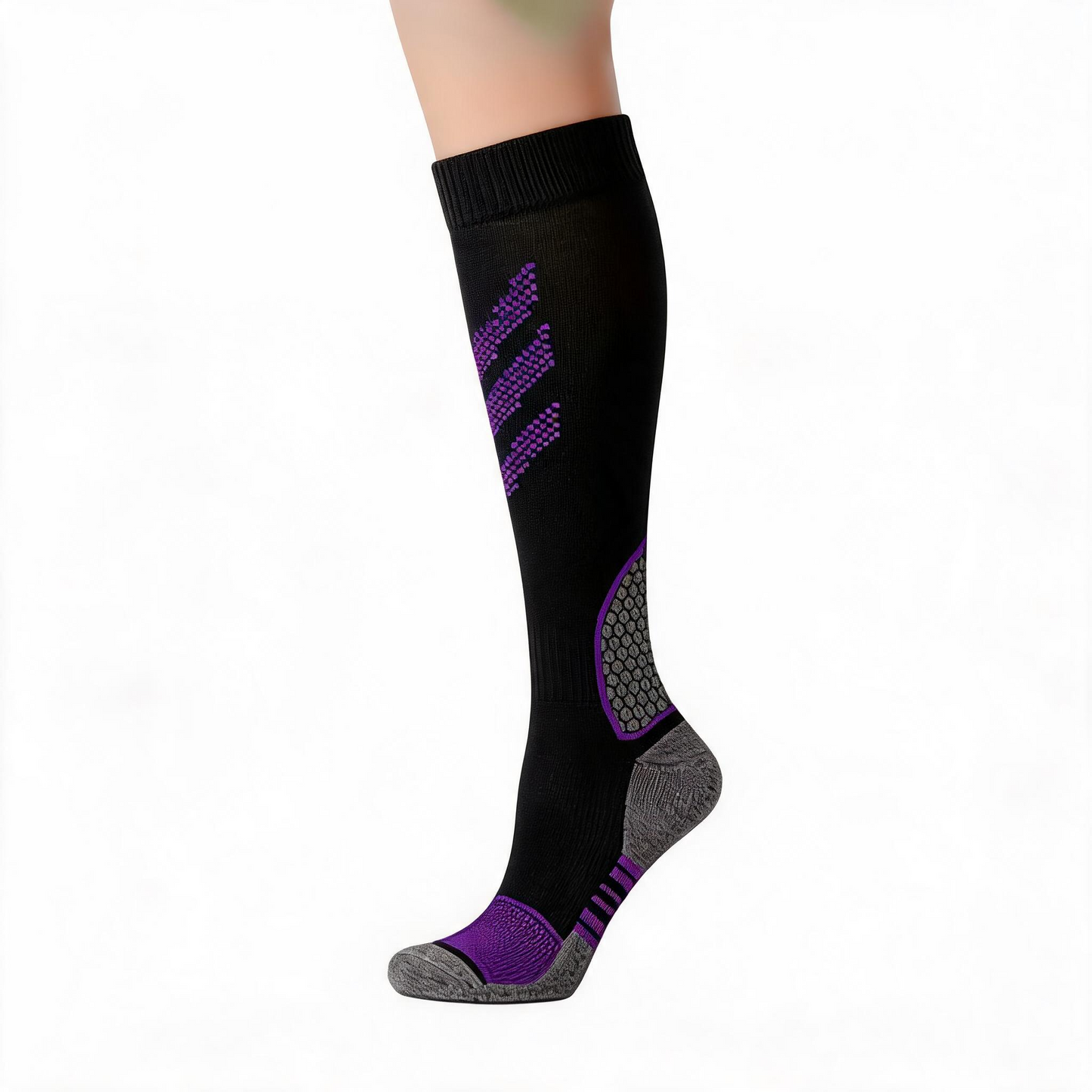 Striped Compression Socks(6 Pairs) - Purple - L/XL - image 3