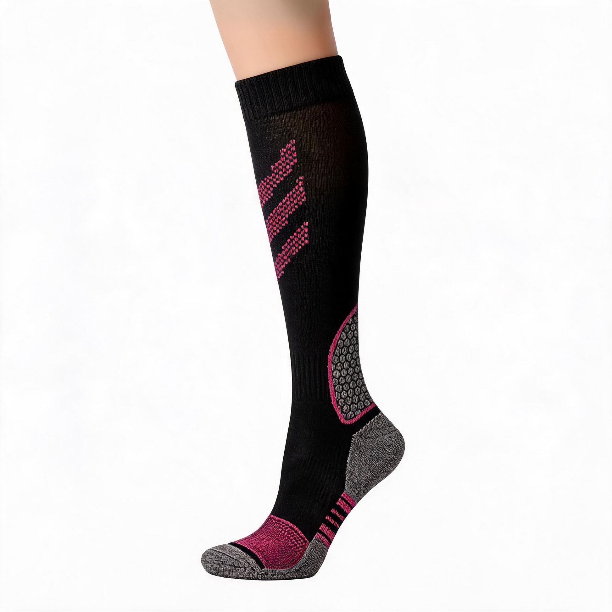 Striped Compression Socks(6 Pairs) - Pink - L/XL - image 4