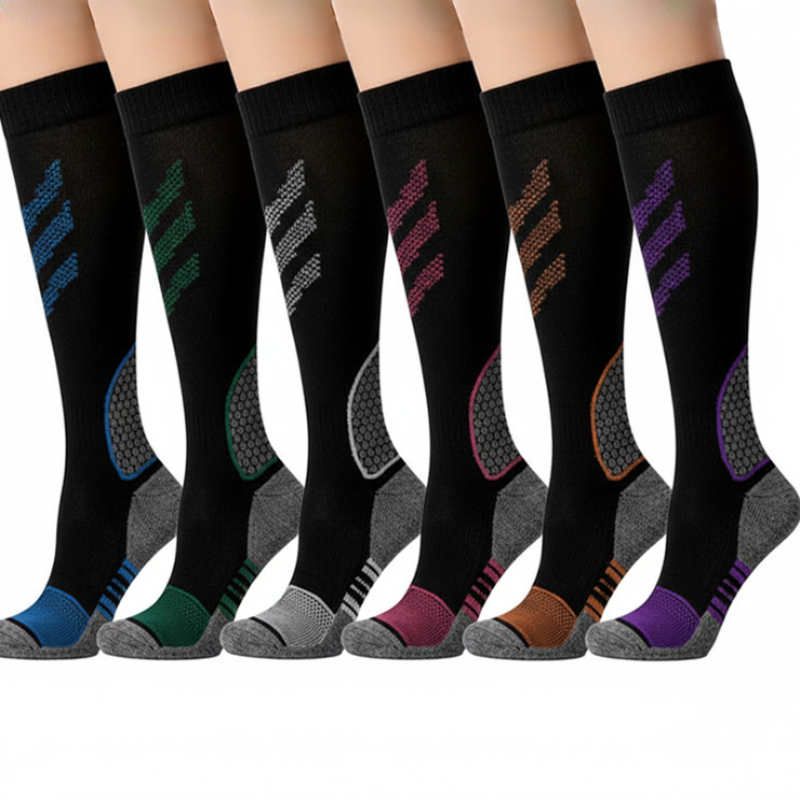 Striped Compression Socks(6 Pairs) - Multicolor - L/XL - image 0