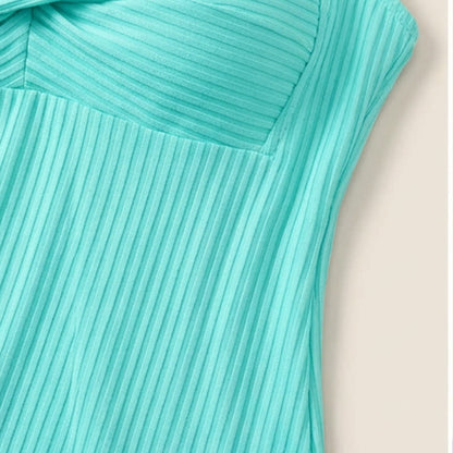 Ribbed Sweetheart Twist Front Tropical Print Tankini Set - image 17