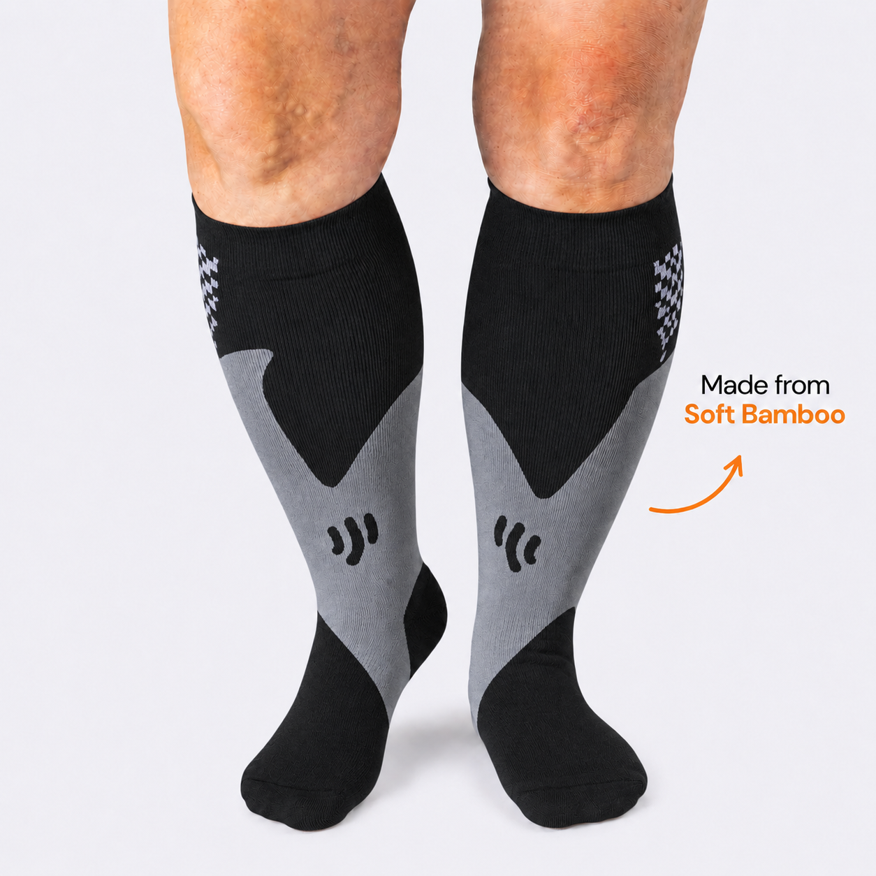 Plus Size Sport Black Bamboo Compression Socks - image 0