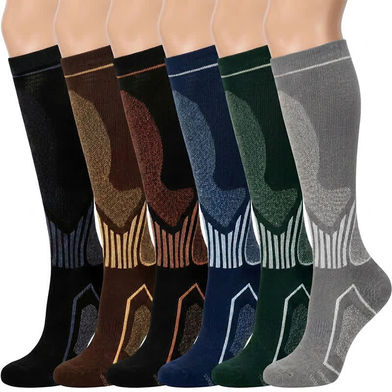 Ribbed Contrast Compression Socks(6 Pairs) - Multicolor - L/XL - image 0