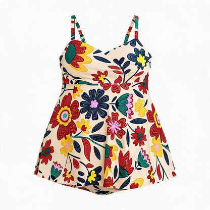 Retro Paisley Floral Print Two-Piece Swim Dress - image 8