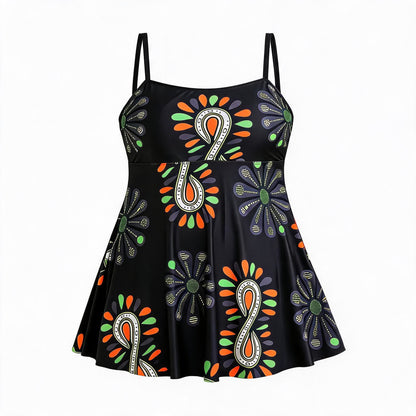 Retro Paisley Floral Print Two-Piece Swim Dress - image 9