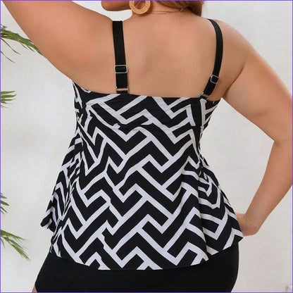Criss Cross V Neck Flowy Tankini Set - image 5