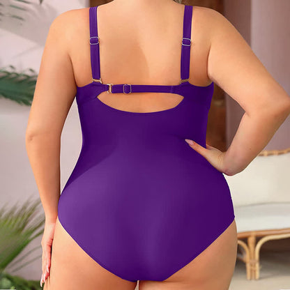 Vintage Flower Leaf Print Ruched One-Piece Swimsuit - image 3