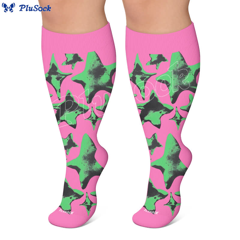 Plus Size Neon Star Compression Socks - image 7