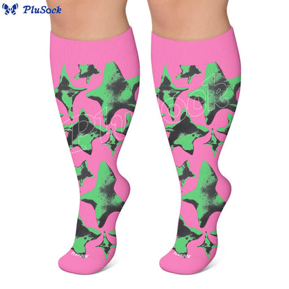 Plus Size Neon Star Compression Socks - image 7