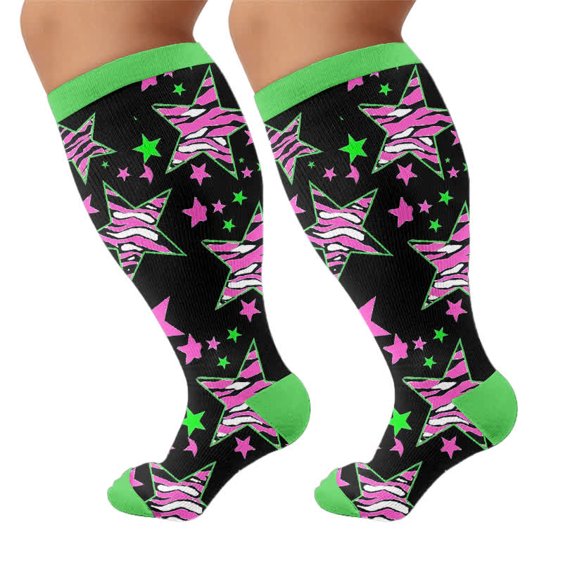 Plus Size Neon Star Compression Socks - image 8