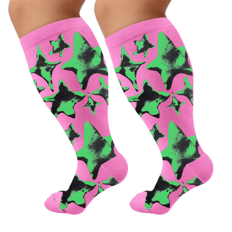 Plus Size Neon Star Compression Socks - image 10