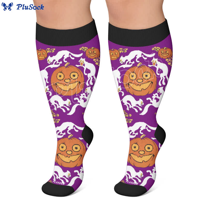 Plus Size Halloween Pumpkin Compression Socks - image 5