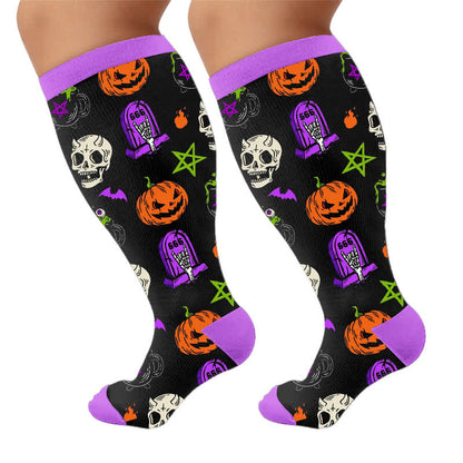 Plus Size Halloween Pumpkin Compression Socks - image 10