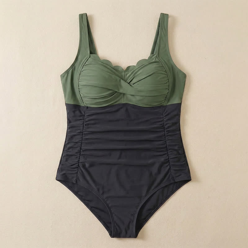 Tropical Paisley Leaf Print Ruched One-Piece Swimsuit - image 15