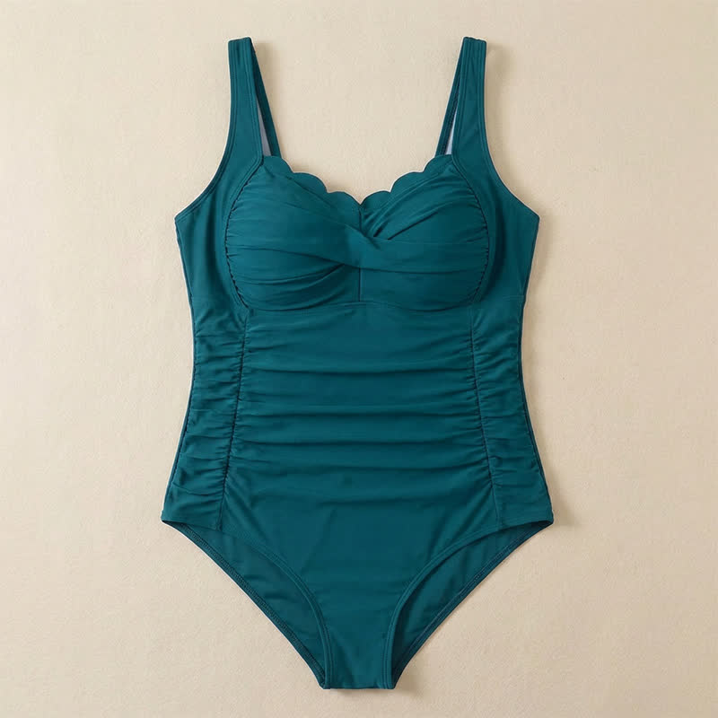 Tropical Paisley Leaf Print Ruched One-Piece Swimsuit - image 16