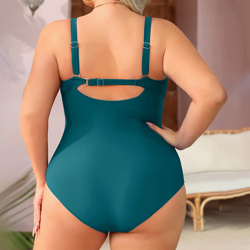 Tropical Paisley Leaf Print Ruched One-Piece Swimsuit - image 4