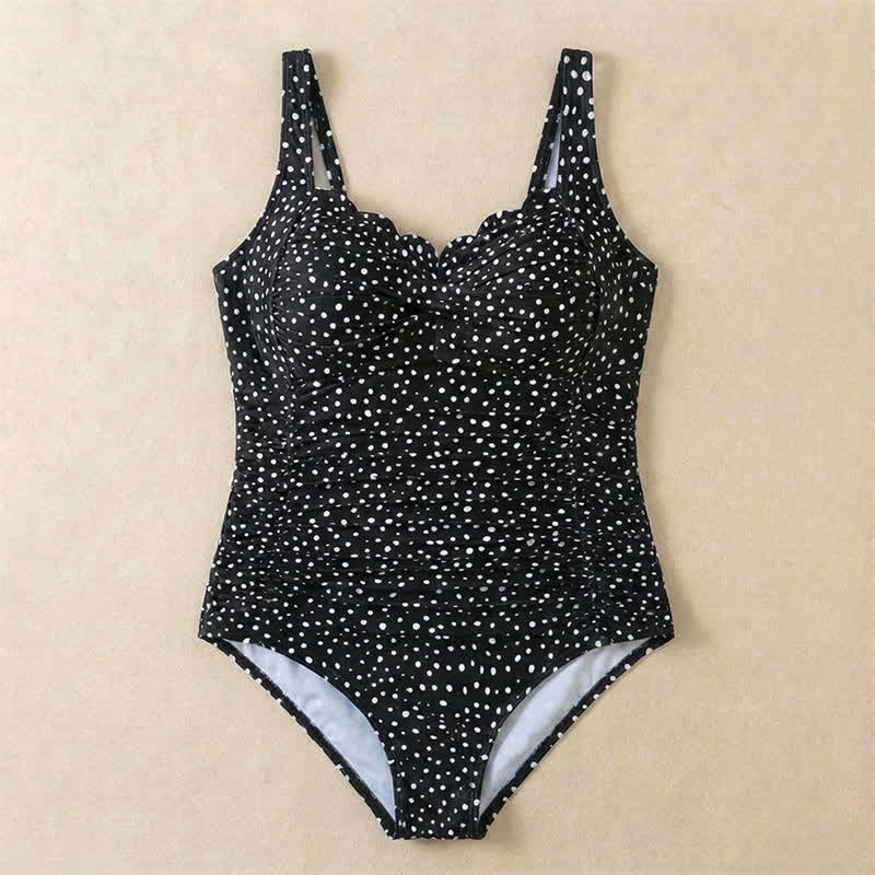 Vintage Flower Leopard Print Ruched One-piece Swimsuit - image 17