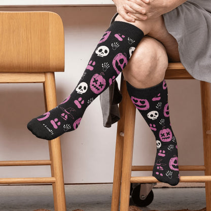 Plus Size Pumpkin Heart Compression Socks - Black(1 Pair) - 4XL - image 1