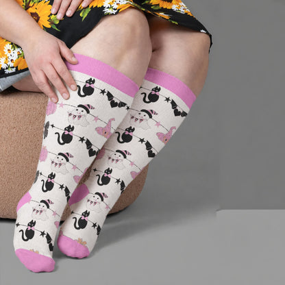 Plus Size Pumpkin Heart Compression Socks - Pink(1 Pair) - 4XL - image 3
