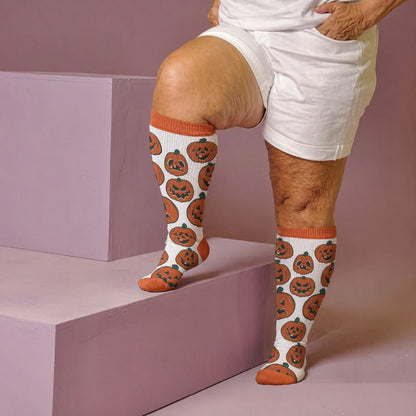 Plus Size Pumpkin Heart Compression Socks - Orange(1 Pair) - 4XL - image 2