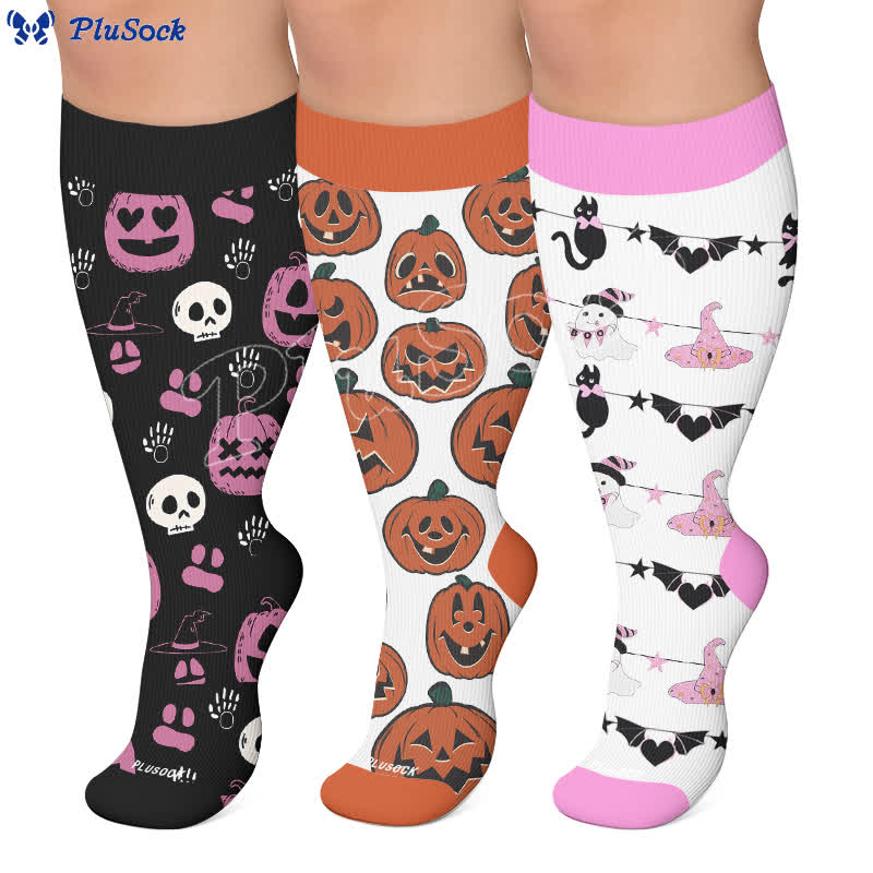 Plus Size Pumpkin Heart Compression Socks - image 0