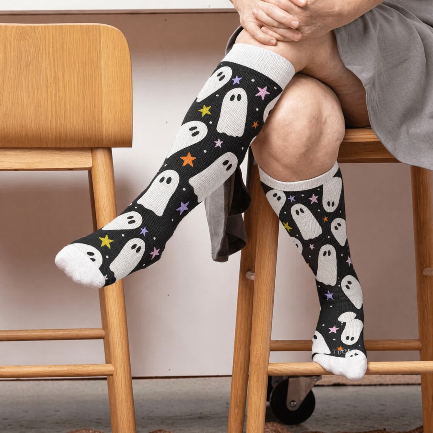 Plus Size Moon Bat Skull Compression Socks - Black(1 Pair) - 4XL - image 2