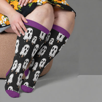 Plus Size Skull Ice Cream Compression Socks - Black(1 Pair) - 4XL - image 1