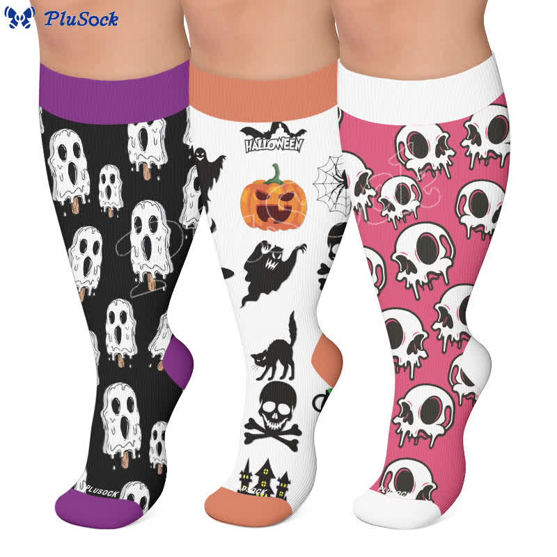 Plus Size Skull Ice Cream Compression Socks - image 0