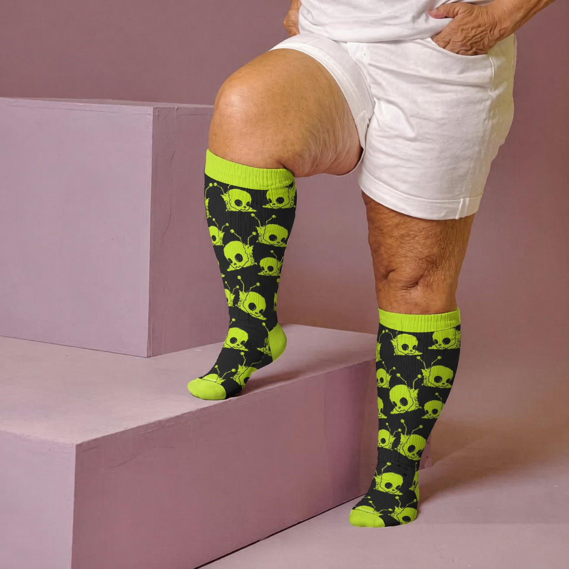 Plus Size Snail Skull Compression Socks - Green(1 Pair) - 4XL - image 2