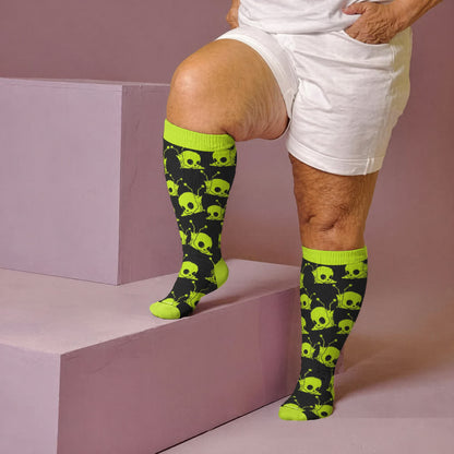 Plus Size Snail Skull Compression Socks - Green(1 Pair) - 4XL - image 2