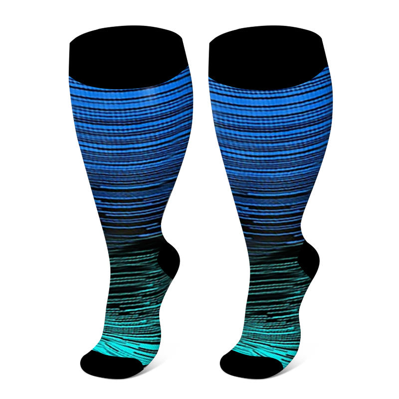 Plus Size Pure Color Compression Socks 2XL-7XL - Navy Blue - 7XL - image 12