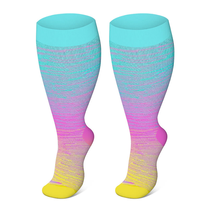 Plus Size Bright Stripe Compression Socks 2XL-7XL - Light Purple - 7XL - image 13