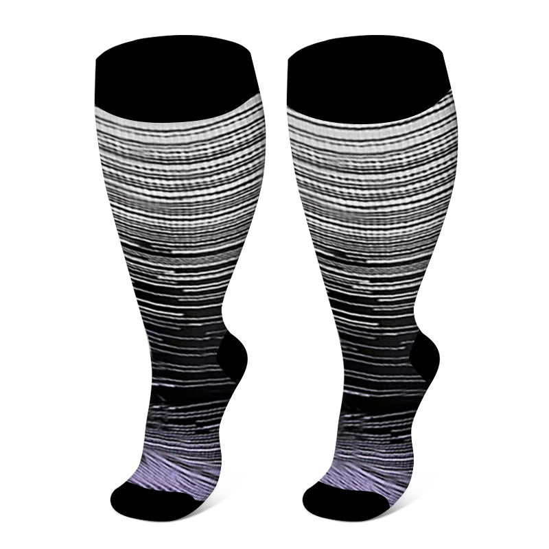 Plus Size Bright Stripe Compression Socks 2XL-7XL - Purple - 7XL - image 14
