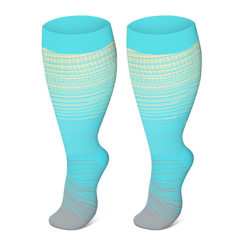 Colorful Cool Lines Plus Size Compression Socks 2XL-7XL - Light Gray - 7XL - image 13