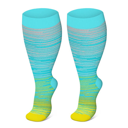 Colorful Cool Lines Plus Size Compression Socks 2XL-7XL - Yellow - 7XL - image 14