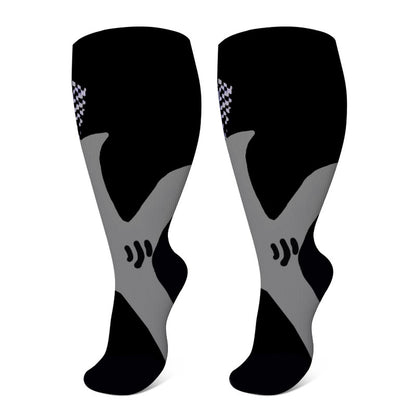 Colorful Cool Lines Plus Size Compression Socks 2XL-7XL - Black-A - 7XL - image 16