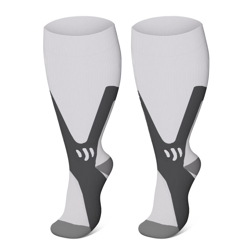 Colorful Cool Lines Plus Size Compression Socks 2XL-7XL - White-A - 7XL - image 17