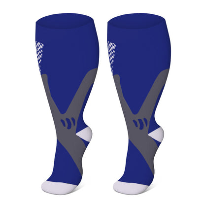 Plus Size Sport Compression Socks - Blue - 7XL - image 3