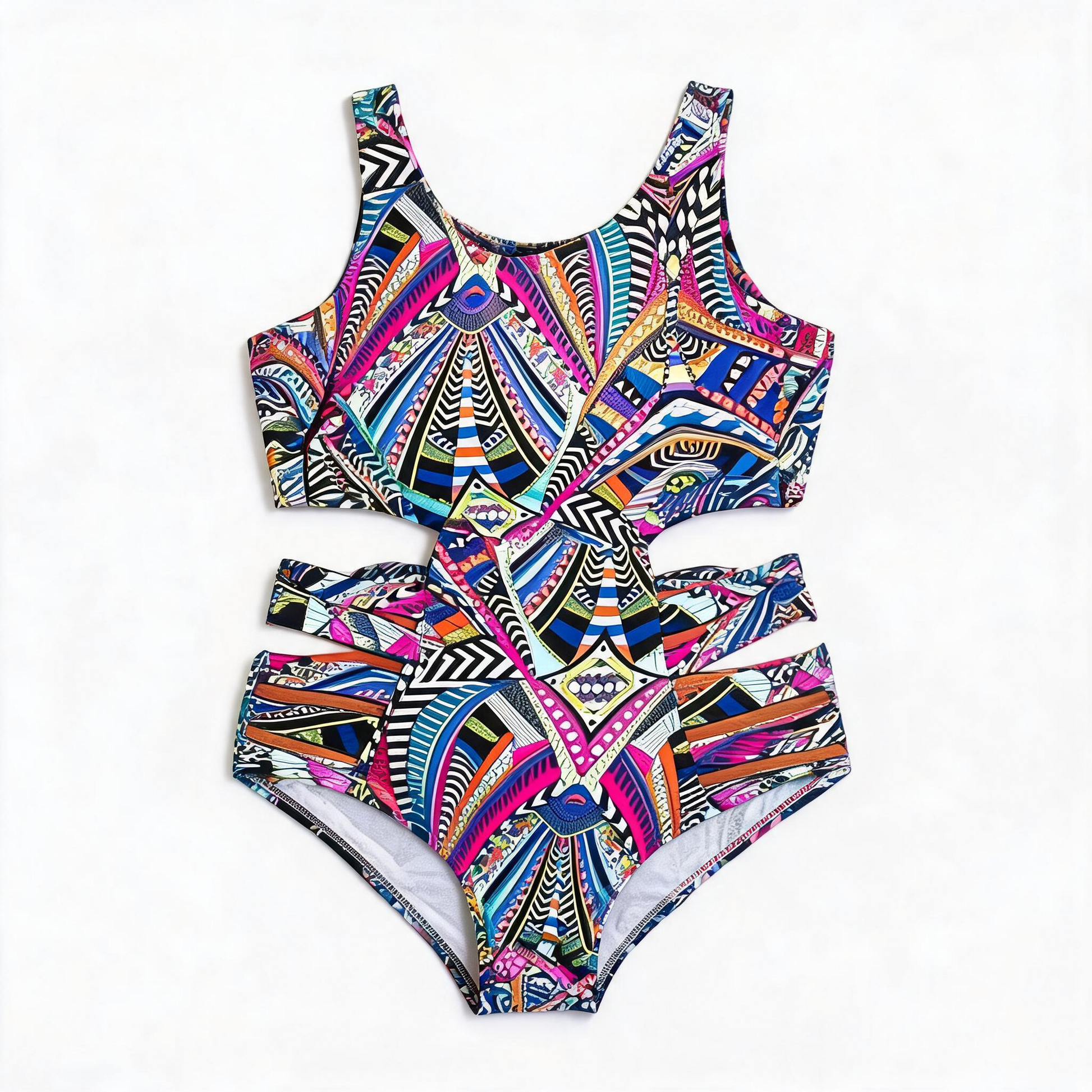 Tribal Geo Print High Waist One-Piece Swimsuit - image 9
