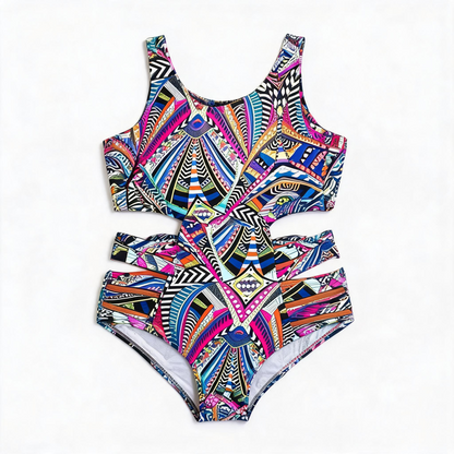 Tribal Geo Print High Waist One-Piece Swimsuit - image 9