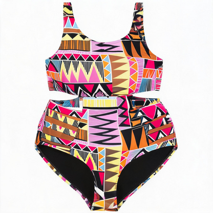 Tribal Geo Print High Waist One-Piece Swimsuit - image 8