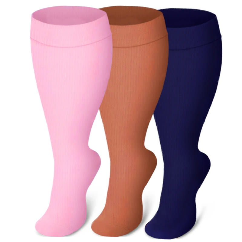 Plus Size Black Pink Compression Socks - image 0