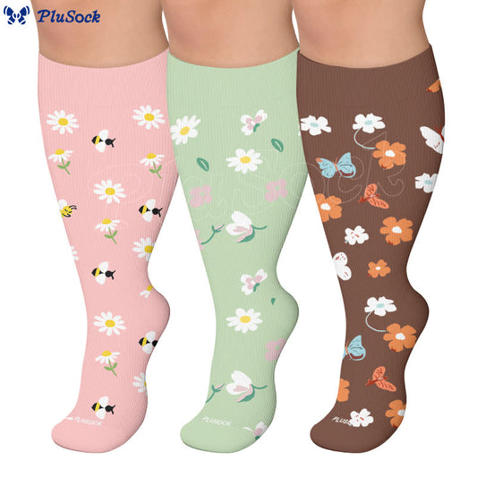 Plus Size Daisy Bee Flower Print Compression Socks - image 0